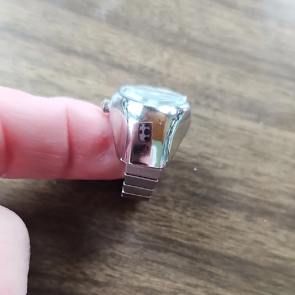 Vintage Watch Ring Collezio Stretch Silver Quartz Women Men GREAT SHAPE